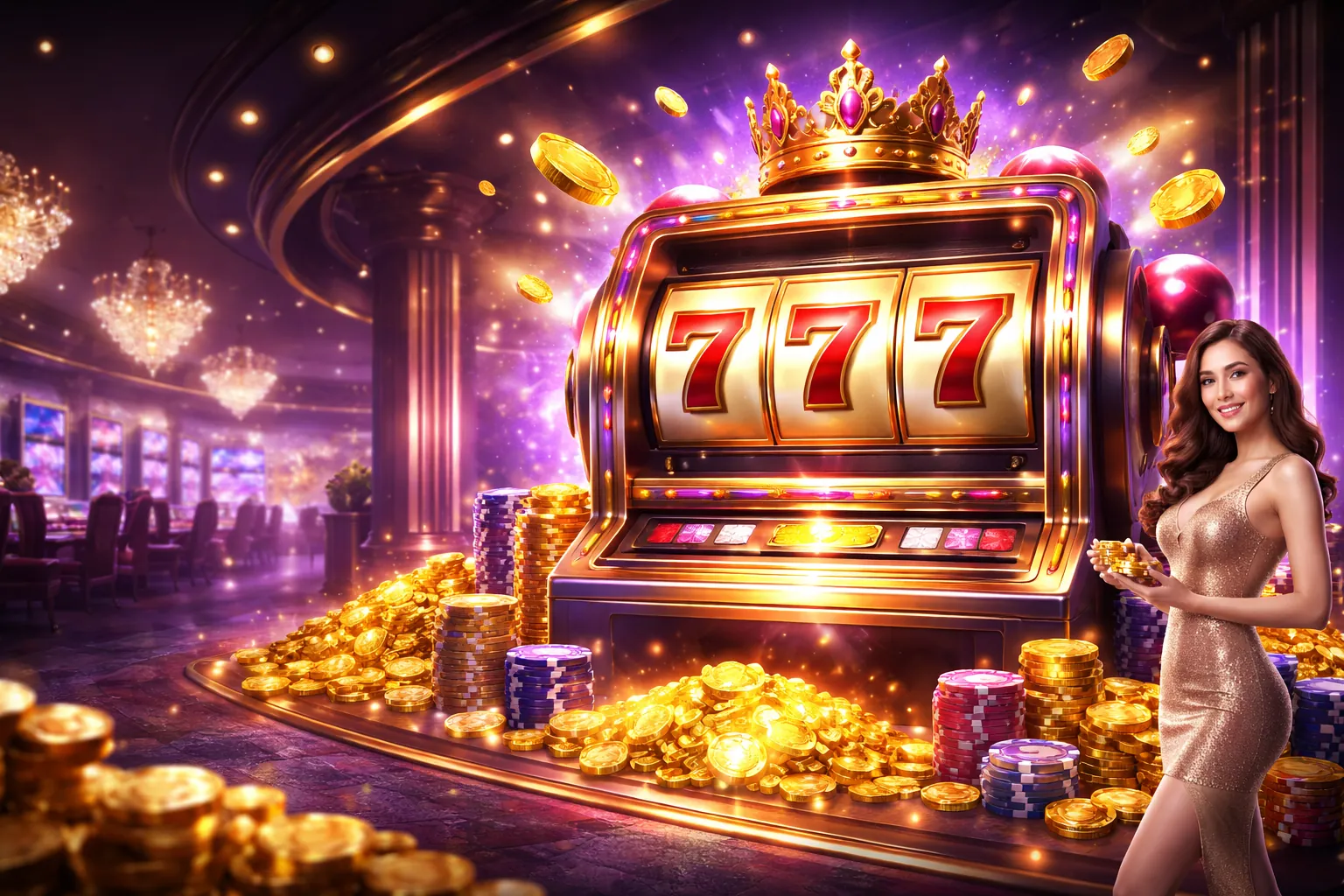 Hình ảnh máy đánh bạc rực rỡ tại 77win red